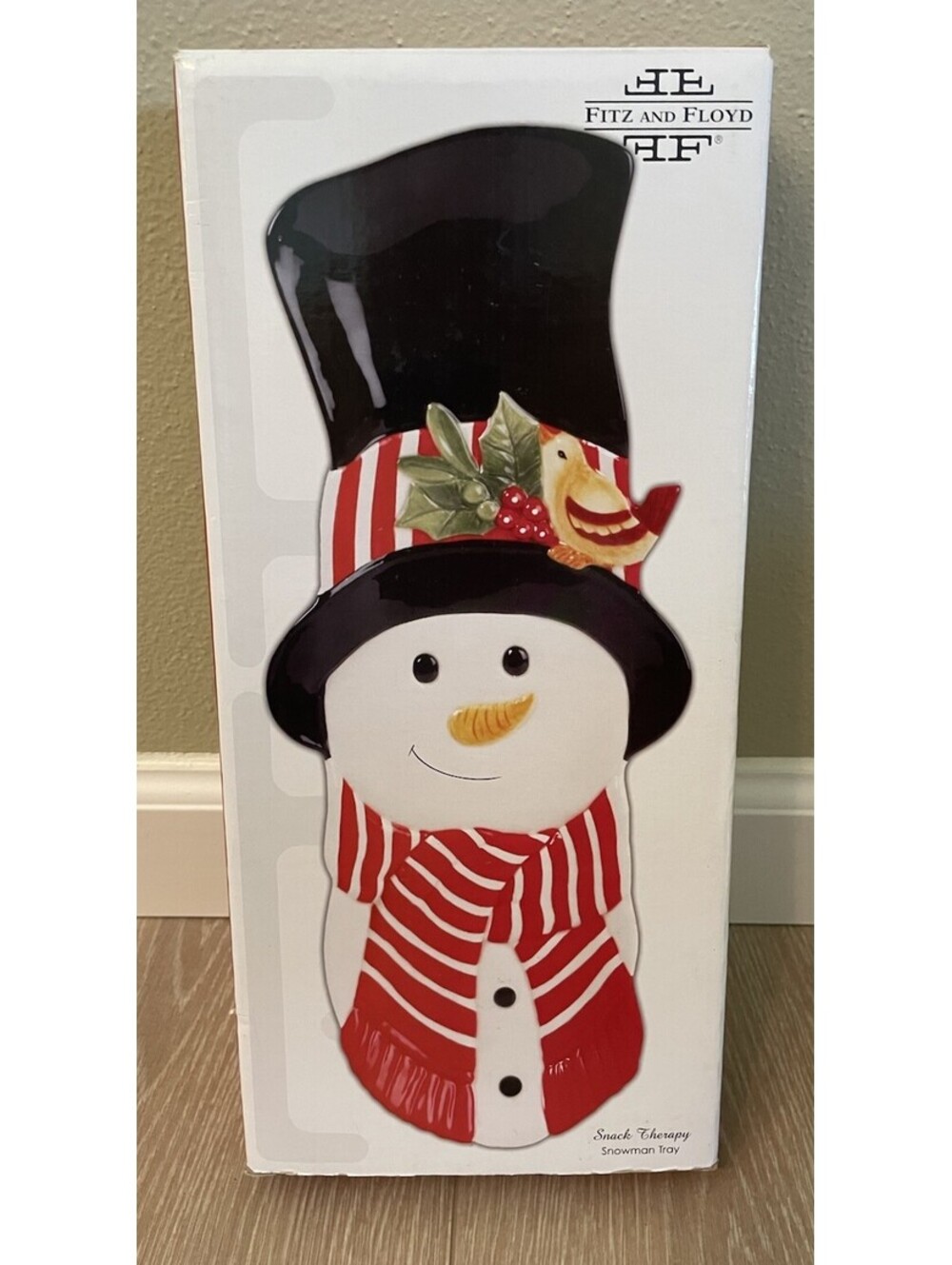 2008 Christmas Fitz and Floyd Snack Therapy Snowman Serving Tray Platter
